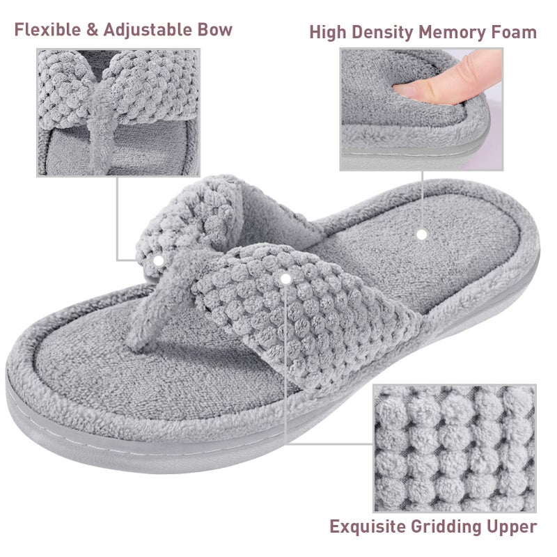Parlovable Women's Flip Flop Slippers Memory Foam Slip on Thong Slipper, Breathable Cozy Open Toe House Shoes, Anti-Skid Rubber Sole Sandal Indoor Outdoor Grey 7-8 - Image 2